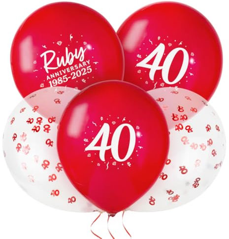 24 Pcs 40th Ruby Wedding Anniversary Decorations 1985-2025 Anniversary Balloon Set for Anniversary Party Supply