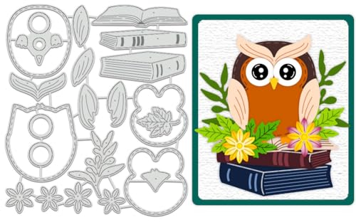 BENECREAT Eulen-Stanzformen, Buch-Vorlage Aus Karbonstahl, Metall-Prägeschablonen Für Die Herstellung von Papierkarten, Dekoration, DIY, Scrapbooking, Album, Basteln, Heimdekoration