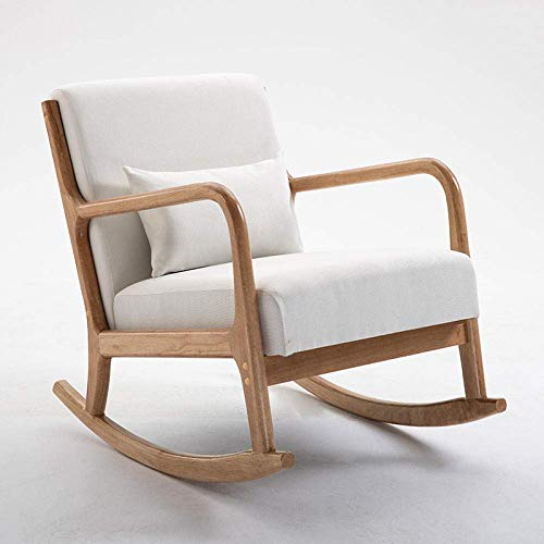 Relaxsessel Schaukelstuhl, Bequemer Relax-Schaukelstuhl Nordischer Balkon Schaukelstuhl Erwachsener Nickerchen Balkon Sessel Massivholz Lazy Loungesessel Wohnzimmer Home Leisure Sofa Schauke