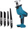 Scie sabre sans fil compatible avec batterie Makita 18 V, scie universelle sans fil avec 4 lames de scie, 3000 tr/min, pour couper le bois, le plastique, le métal (sans batterie)