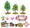 Vaguelly 5 Sets Hausbaum Modell Sandtisch Hausspielzeug Künstlicher Obstbaum Mini Szenenmodell Mini Bauernhaus Modell Mikroskopisches Bauernhaus Mini Obstbaum Simulation