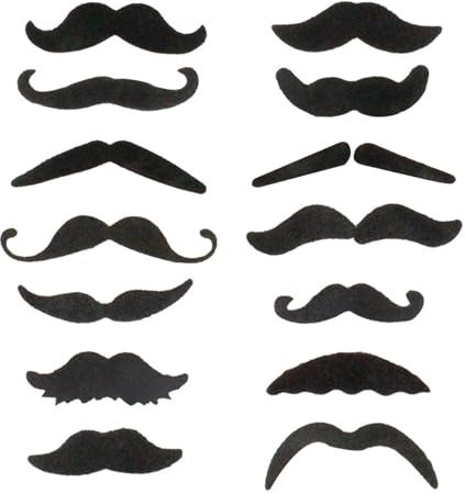 AYNKH 14 Pièces Fausses Moustaches, Fausses Moustaches Set Auto-Adhésif Moustache de Nouveauté pour Soirées Costumées Fête de Noël Halloween et Anniversaires Parties
