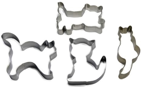 BekkiB - 4er-Set Ausstecher Katzen - 4 Größen - Spülmaschinengeeignete Ausstechformen aus Edelstahl - Zum Backen für Plätzchen zu Halloween - 7573