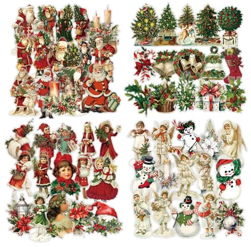 120 Stück Scrapbook Stickers Kraeoke Weihnachten Ästhetische Aufkleber PET Fotoalbum Sticker Scrapbook Zubehör für Bullet Journal und Kalender