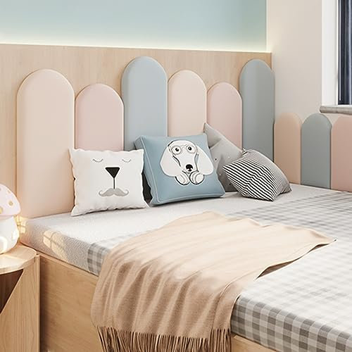 Soft Upholstered Wall Panels Headboard Peel and Stick Anti Collision Wallpaper for Kids Bedroom Navy 19.6 X 7.8 (4 Pieces)