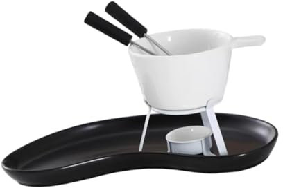 YWJLQH Fondue Pot Set, Hot Pot for Chocolate, Cheese, Fondue Cup, Cheese Serving Fondue for Date Night Dinner Party, with Tray