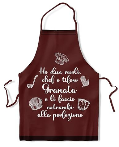 KAÏDENSÏ Idea Regalo Tifoso Calcio Originale - Grembiule da Cucina Divertente Chef Granata - Gadget Divertenti per Tifosi - Idee Regali Divertenti Originali