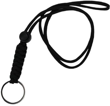szaluyk Cordon tressé pour clés | Cordon tour de cou robuste | Collier en paracorde | Longueur réglable pour clés, sifflet, porte-clés, Noir , Refer to description