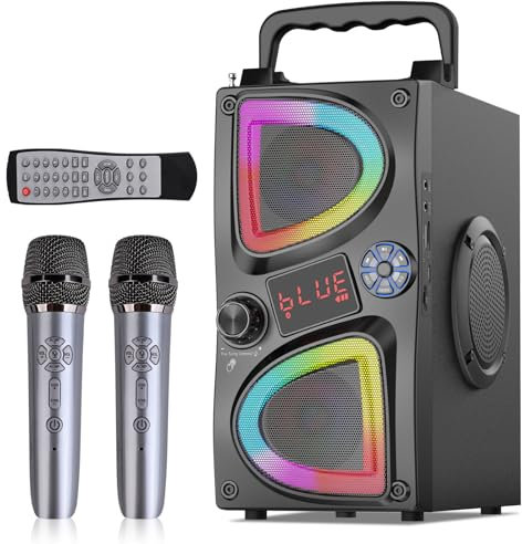 Altavoz Bluetooth Portátil con Subwoofer, 60W Pico, Potente Boombox Grande, Sonido Estéreo Inalámbrico, EQ, Control Remoto, Luces LED, Ideal para Fiestas, Exteriores, Regalos de Cumpleaños Vacaciones