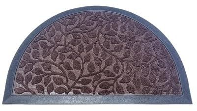 Stolmet Floor Mats 40x60cm - Durable Rubber Backed Doormat for Indoor & Outdoor Use - Non-Slip Design - Grey, Brown, Beige, Stone Brick, Green, Black & Half Moon Leaf Brown (1, Half Moon Leaves Brown)