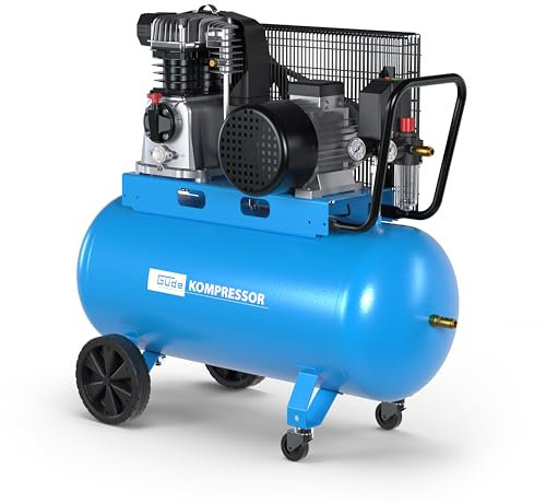 GÜDE Kompressor 700/10/100 400V Ölgeschmiert, 2-Zylinder, 650 l/min, 10 bar, Druckminderer, Transportgriff
