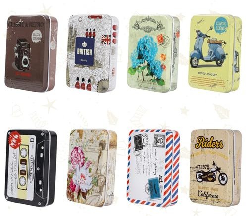 Jortmrd 8 Stück Kleine Metalldose mit Deckel Blechdose 90 * 65 * 25mm Eckig Metalldöschen Rostfrei Tin Box Mini Metall Bonbondose Tragbar Minibox für Aufbewahrung Kleiner Gegenstände