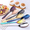Posate per Insalata in Acciaio Inox, Cucchiaio Forchetta da Bistecca Cucchiaio da Portata in Acciaio Inox, Cucchiaio da Ramen Cucchiaio e Forchetta da Dessert alla Frutta Set (4 grande)