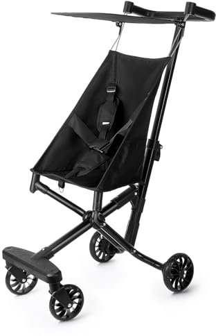 Sinbide tragbarer faltbarer Kinderwagen, zusammenklappbar, verstellbares Verdeck, geeignet von 6 Monaten bis 4 Jahren, tragbarer und leichter Reisekinderwagen, max. Belastbarkeit 20 kg，Schwarz