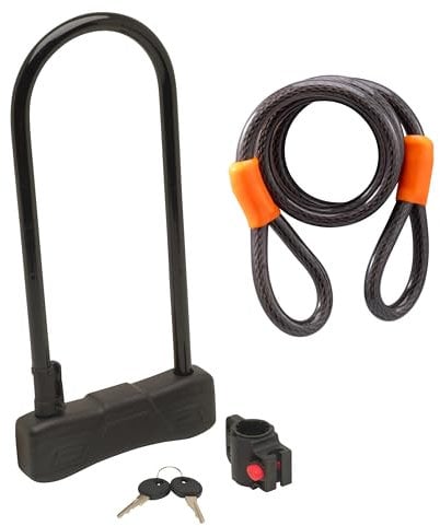 Sterilng 173D Sterling 320mm Heavy Duty Bike D Lock & 1.2m Cable, Black, One Size