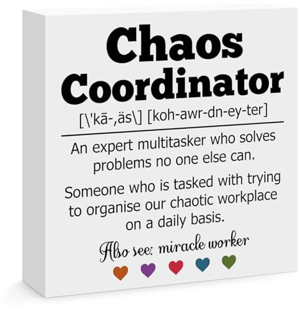 Chaos Coordinator Gifts Thank You Gifts for Women Boss Manager Colleague Employee Appreciation Gifts for Teacher Nurse Office Desk Sign Decor Administrative Professional Day Gift