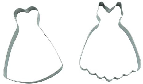 BekkiB - Lot de 2 emporte-pièces « robes » - En acier inoxydable - Passent au lave-vaisselle - Pour anniversaire d'enfant ou fête à thème - 998549