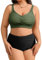 heekpek Costumi da Bagno Donna Taglie Forti Due Pezzi Vita Alta Push Up Bikini Mare Imbottito Costumi Mare da Donna Scollo a V Costume per Seno Grande, Grün Schwarz, 4XL