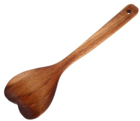ABOOFAN Heart Shaped Wooden Spoon Acacia Wood Cooking Utensil with Comfortable Grip Multi-Function Stirring and Serving Tool for Kitchen Unique Cooking Enthusiasts