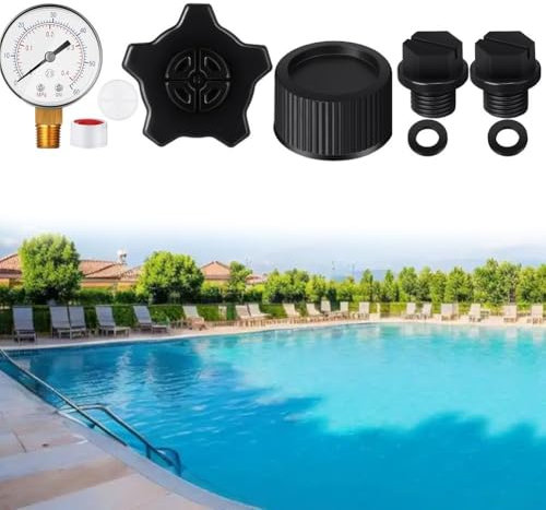 Sandfilter-Poolpumpen-Manometer-Set, Kunststoff-Sandfilter-Set mit Manometer und Ablaufabdeckung für S180t, S210t, S220t2, S230t