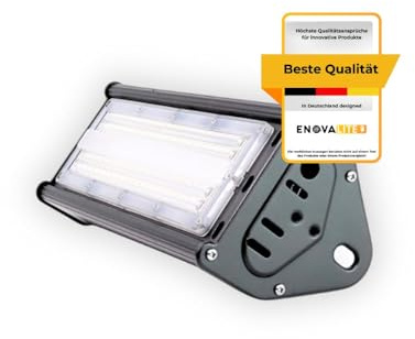 ENOVALITE 8 Stück LED Hallenleuchte 50W 6000lm, 5000K Neutralweiß, IK10 | 120 lm/W, IP65, ENEC, Industrie Hallenstrahler für Werkstatt, Lager und Garage, High Bay Industrielampe