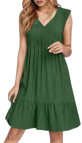 Robe Taille Empire D Été Femme Bohème Grande Fluide Grossesse De Plage Sans Manche Chic Et Elegante Ete Longue Ceremonie Elegant Mi Rockabilly Soiree Portefeuille Boheme Mariage Legere,b-Dark Vert,S