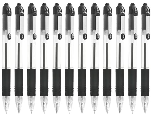 Zebra Z-Grip Retractable Ballpoint Pen - 1.0mm Nib - Black Ink - Pack of 12