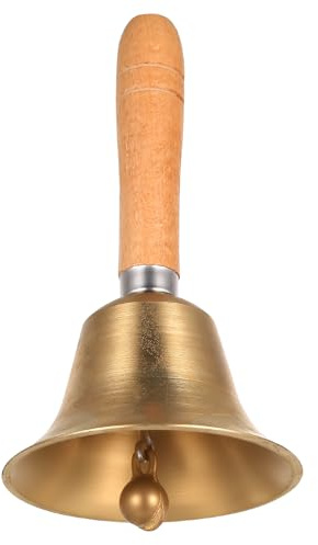 Zhujiehigh 1 Stück Handglocke mit Holzgriff aus Metall | Tischglocke und Weihnachtsglocke, geeignet für Hochzeit, Zuhause, Büro, Tiertraining und Service.
