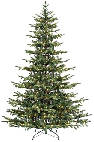 Künstlicher Weihnachtsbaum, Künstlicher Tannenbaum, PVC Tannenbaum Mit 500+ Grünen Spitzen &300 LEDs in Zweifarbigem Licht Klapp-Schirmsystem