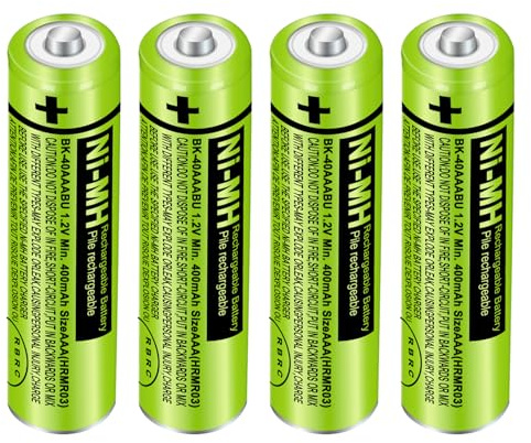 AAA rechargeable Batteries for BT Gigaset Cordless Phones 1.2V 400mAh | 4-Pack，Pre-Charged ，Ready to Use, low self-discharge, 2500 cycles ,Hg/Cd/Pb free，for Remote Controls, Wireless Mice, Toys