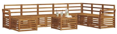vidaXL Sofagarnituren Natur Massivholz Akazie, Modernes Outdoor-Sofa Set, langlebige Sitzmöbel für Garten, Terrasse, Lounge und gemütliches Wohnen