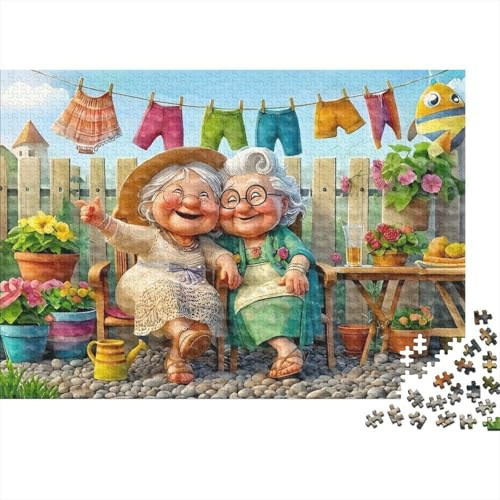 Gartenbank ältere Damen 1000 Teile Puzzle für Erwachsene Entspannung Deko Familienspiel Geschenk 52x38cm/1000pcs
