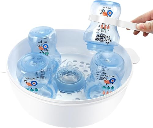Microwave Steam Steriliser - Microwave Steam Cleaner For Baby Bottles, High Temperature Resistant, BottleSteam Cleaner With Lid For Toddler, Sterilises Up To 6 Baby Bottles & Accessories In 4 Minutes