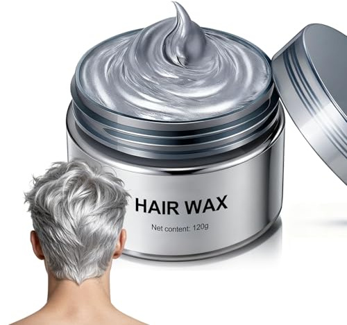 Cera de color gris plateado, tinte temporal lavable para hombres y mujeres, cera de color con efecto de peinado para cosplay, festival, fiesta y Halloween