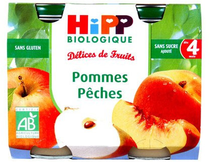 HiPP - Petit pot Fruits : Pommes-Pêches - dès 4 mois