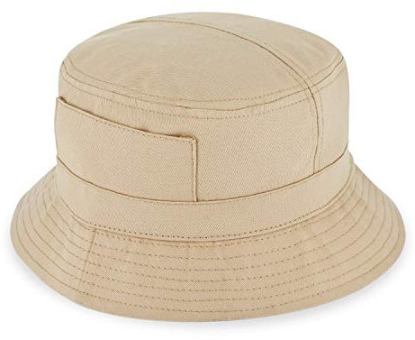 fiebig Fischerhut aus Baumwolle | Unisex Outdoorhut mit Taschen & Reißverschlussfach | Bucket Hat in vielen Farben & Größen (55-S, Beige)