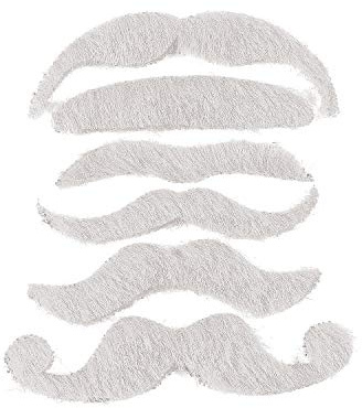 12 Synthetic Mustache Assortment - Costume Moustache (White)