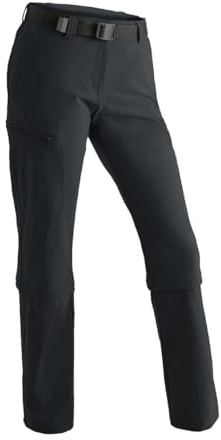 Maier Sports Arolla, Damen Wanderhose, Wasserabweisende Outdoorhose für Trekking und Hiking, Praktische Zipp-Off-Funktion, PFC-frei, mSTRETCH pro 4 & Dryprotec, Schwarz, 44 (W35/L32)