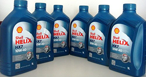 Shell Helix HX7 10W-40 Lot de 6 bidons de 1 litre d'huile moteur semi-synthétique