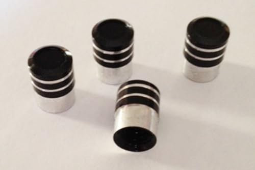 Schwarz Silber Gestreift Aluminium Ventilkappen Passend Kompatibel mit Audi A4 A6 A8 Tt Auto Set 4