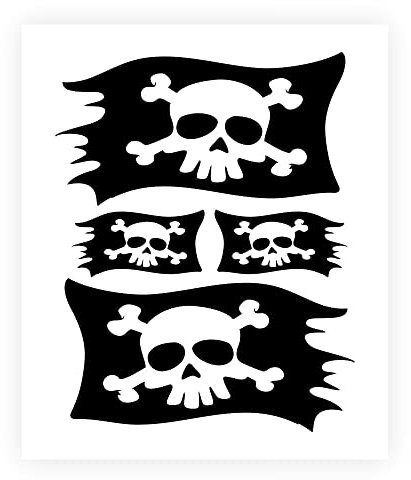 4R Quattroerre.it 15760 Adesivi per Auto Teschio Pirata Foglio, Nero