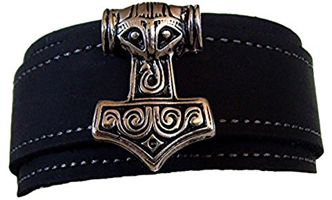Wikel Lederarmband Farbe schwarz Thors-Hammer klein Armschmuck Armband