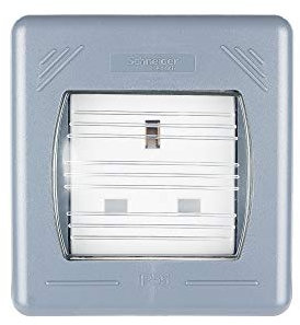 Schneider Electric Prise de courant extérieure unique sans interrupteur, certifiée IP55, 13 A, GWP3050, gris