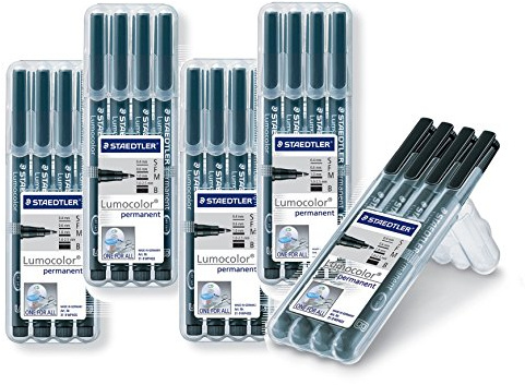 Staedtler 31-9WP4GS Lumocolor permanent SFMB Folienstift 4 Stück schwarz in aufstellbarer Staedtler-Box (5)