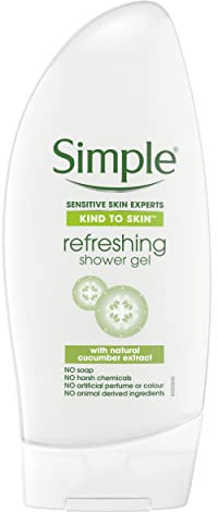 Simple Kind to Skin Refreshing body wash with natural cucumber extract Shower Gel for dry skin 250 ml
