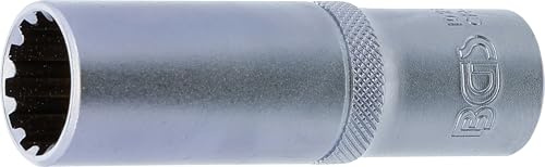 BGS 10257 | Steckschlüssel-Einsatz Gear Lock, tief | SW 17 mm | Antrieb Innenvierkant 12,5 mm (1/2) | Chrom-Vanadium-Stahl | verchromt, matt | mit Rändelung