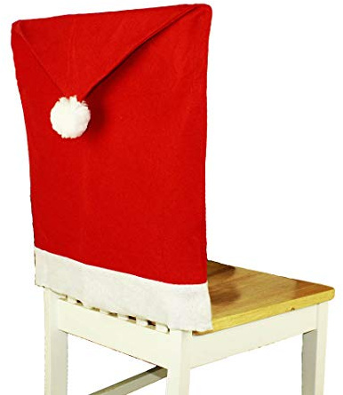 Weihnachtliche Stuhlhussen Nikolausmütze Rot – 2er Set – Filz Stuhlbezug für Weihnachten
