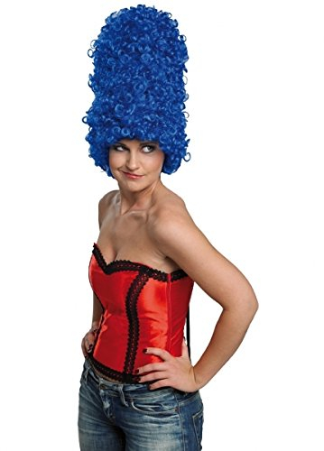 Blaue Perücke Margarethe blau Turmfrisur Lockenpracht Locken Marge Simpson