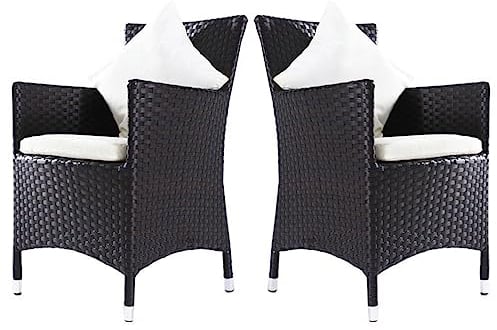 OUTFLEXX 2er-Set Sessel aus hochwertigem Polyrattan in braun ca. 60 x 60,5 x 86,5 cm, inkl. weichen Polster und Kissen, Gartenstühle in modernem Design, zeitlos, vielseitig kombinierbar, wetterfest