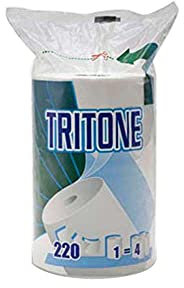 Essuie-tout ménager Ecolabel Tritone 3 plis blanc 22 x 24 cm - rouleau de 53 m (220 feuilles) _ Lot de 12